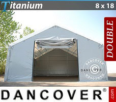 Tente de Garage Titanium 8x18x3x5m, Blanc / Gris